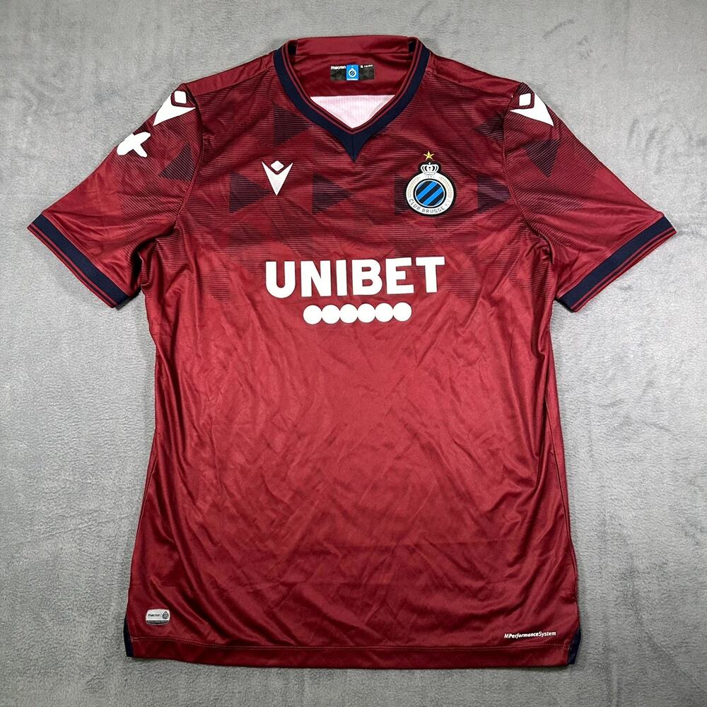 Club Brugge KV 2019/20 Macron Jersey Mens XL Maroon Graphic V-Neck Performance